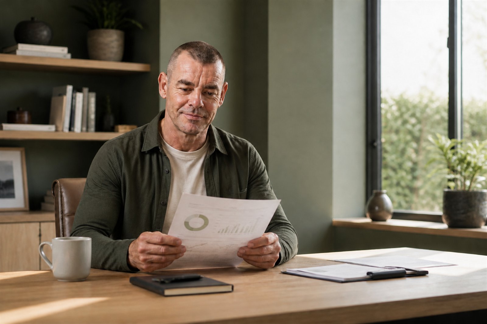 Ian Ross reviewing a client's progress and health markers