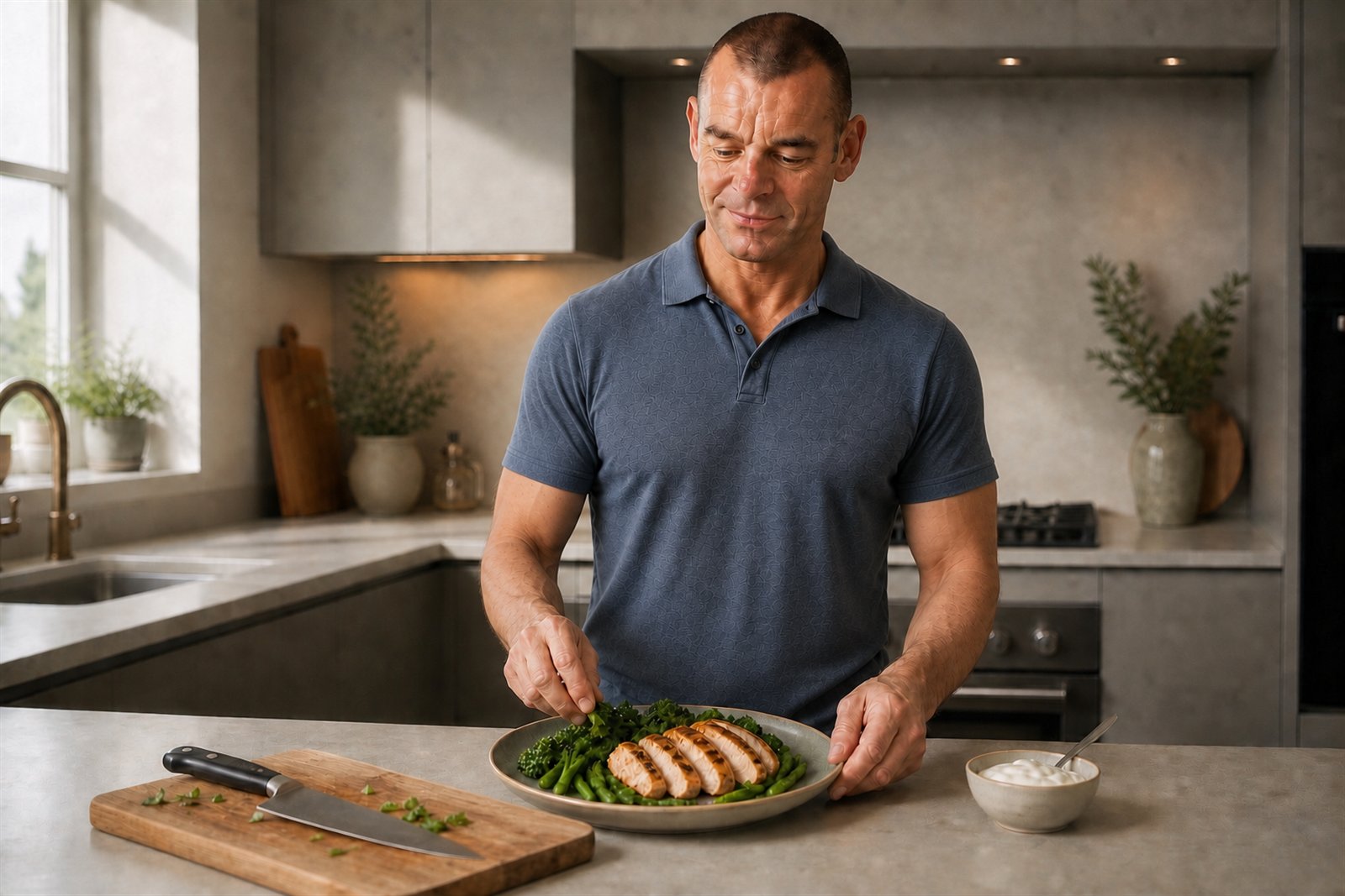 Ian Ross preparing a simple protein-rich meal